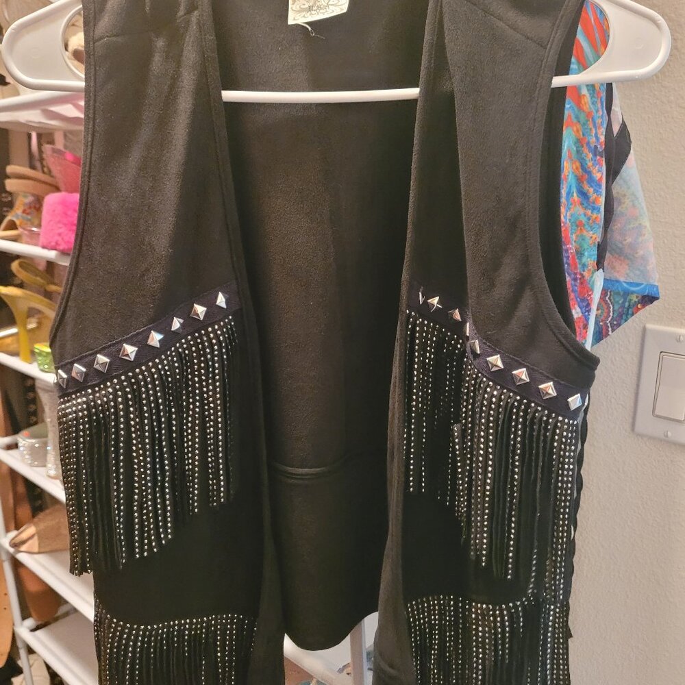 Rhinestone fringe cowgirl vest